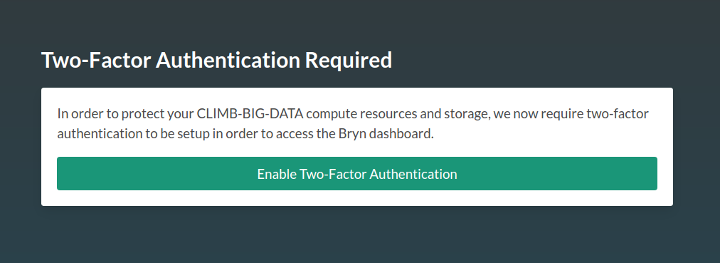 **Bryn enable 2FA page**