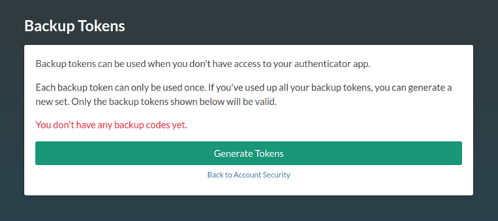 **Generate tokens**
