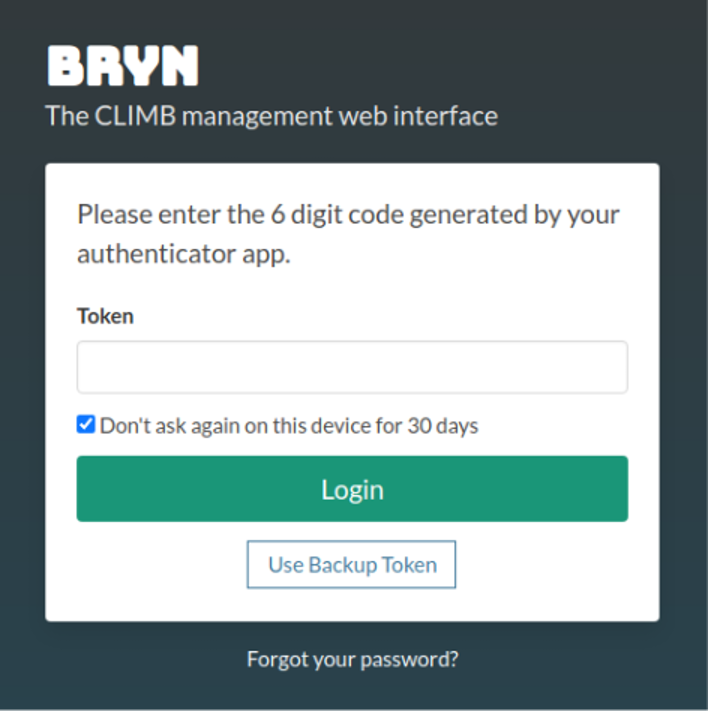 **Enter backup token**